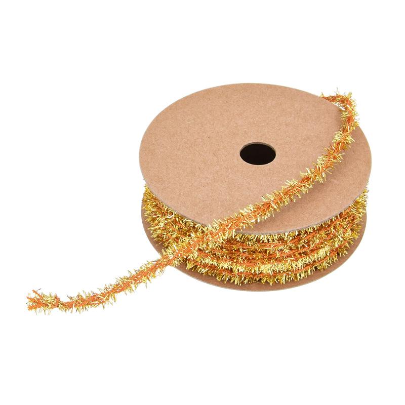 Christmas tree gift packaging beard top ribbon decoration, golden onion wool Christmas latte webbing 10 yards/roll