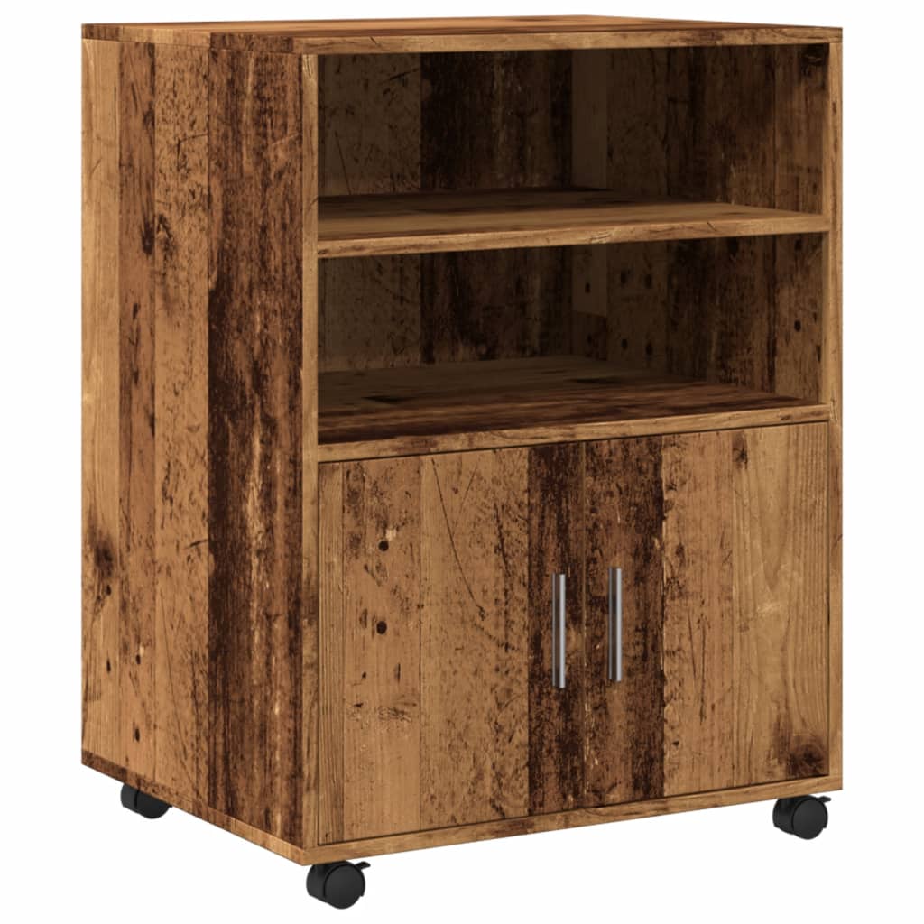 Mobile Cabinet with Rustic Wood Look 60 X 48 X 81 Cm Engineered Wood