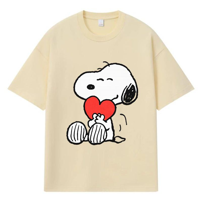 

2026 Снупі з серцем надрукована графіка Streetwear Y2k Harajuku Чоловічий Жіночий Одяг 100% Бавовна Футболка Повсякденна Оверсайз Літня Чоловіча Футболка XXL хакі