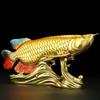 Brass Arowana Fish Statue Business Bring Wealth Money GOOD LUCK Copper Golden Dragon Bronze Sculpture Statue Art Office Decor