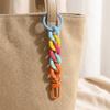 Macaroon Color Wrist Lanyard Matte Keyring Cute Acrylic Chunky Chain Keychain  Backpack