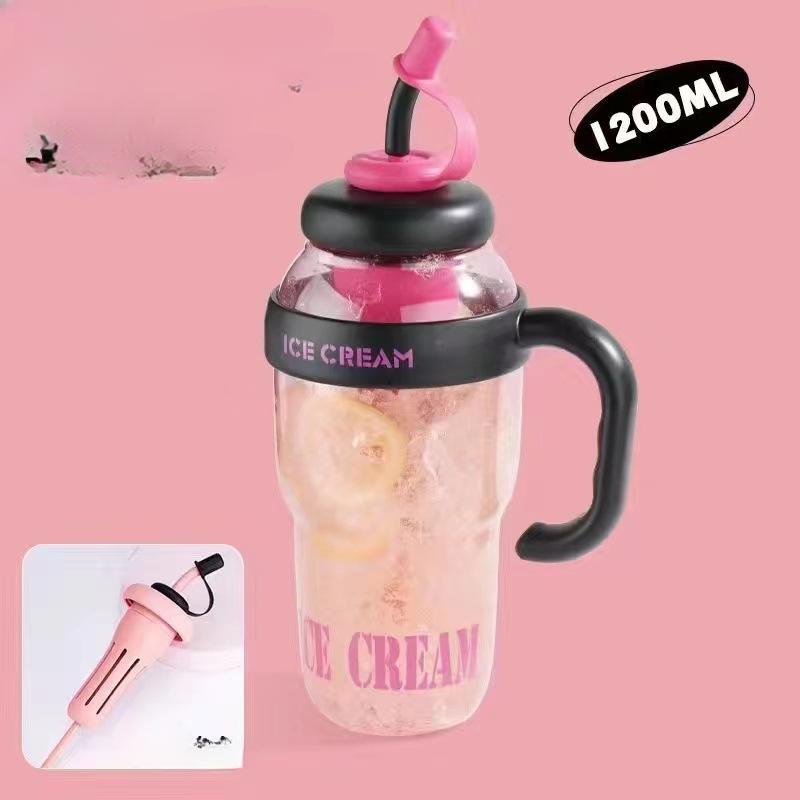 Summer Water Cup High Appearance Level Female Large Capacity Plastic Cup Ton Ton Bucket Belly Cup Cute Student Straw Water Cup