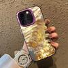 Luxury Golden Wave Glitter Phone Case For iPhone 17 16 Pro Max 17e 16e 15 14 13 12 11 8 7 SE 2020 Case Embossed Shockproof Cover