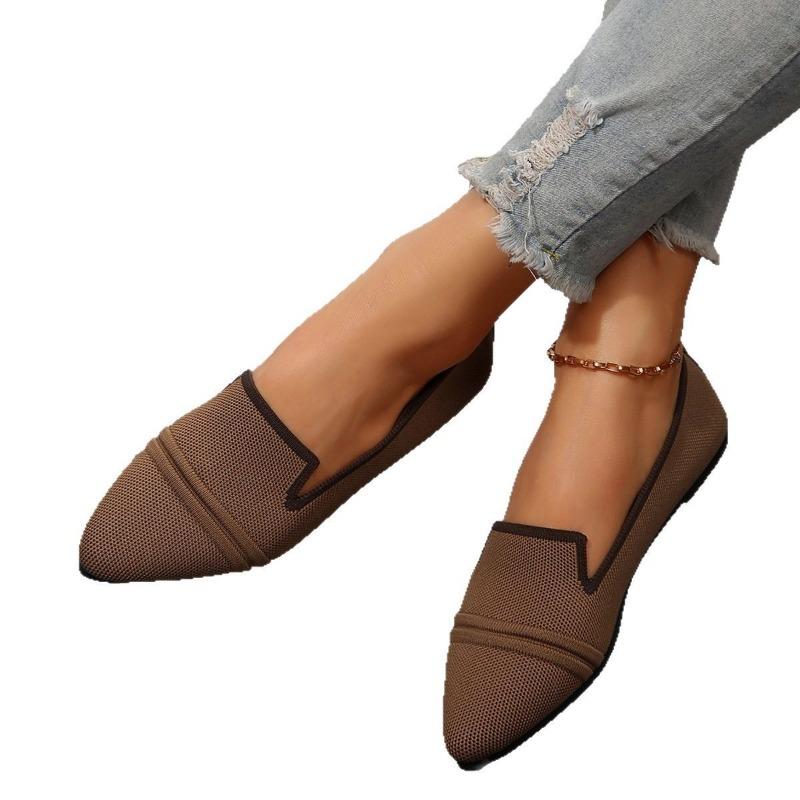 Flat Shoes Women's Spring and Summer Pointed-toed Fashion Fly-woven Shallow Mouth One-pedal Casual Foot Shoes