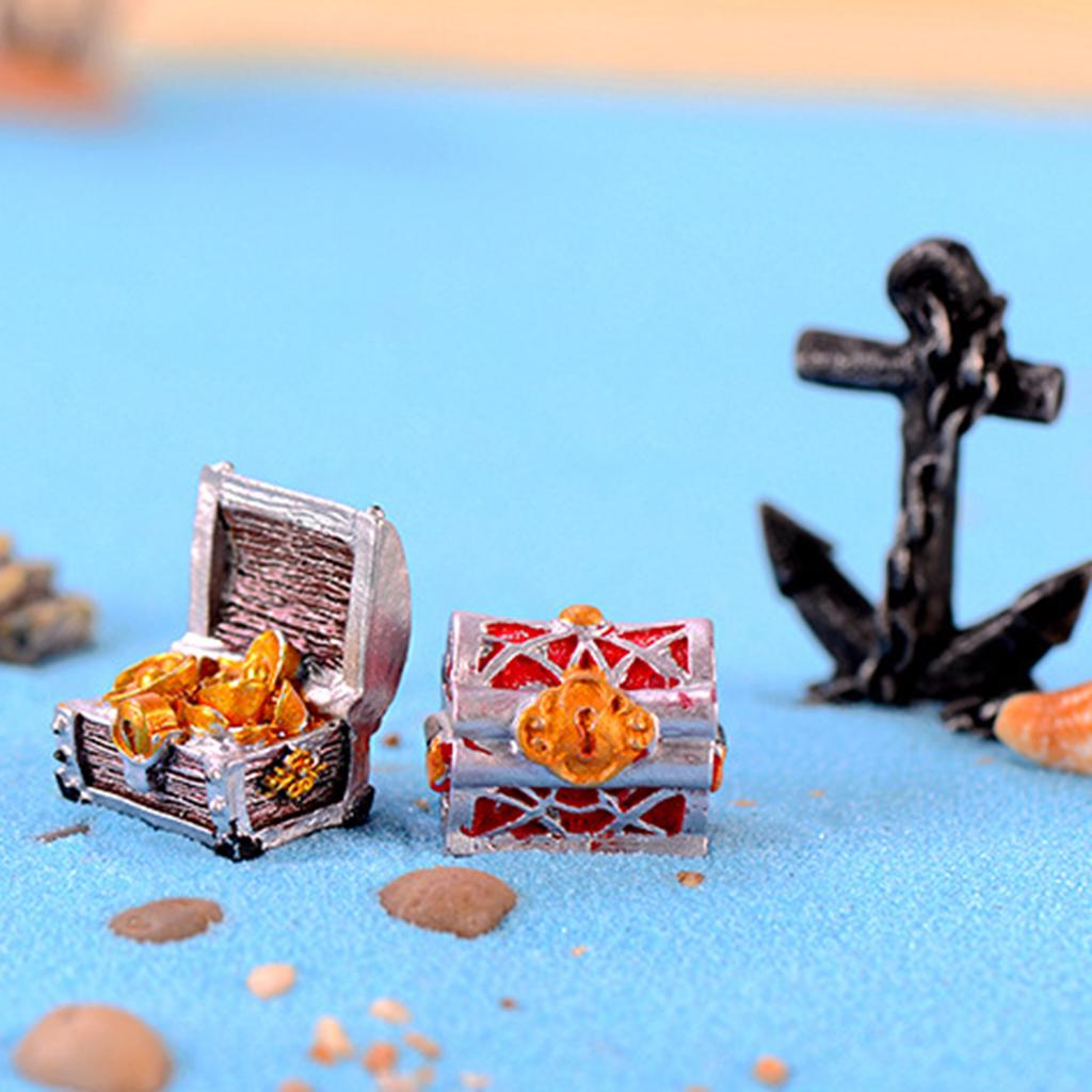 4pcs Treasure Chest Box Fish Tank Aquarium Decoration Cartoon Treasure Box Mini Resin Underwater Ornaments Aquarium Ornaments