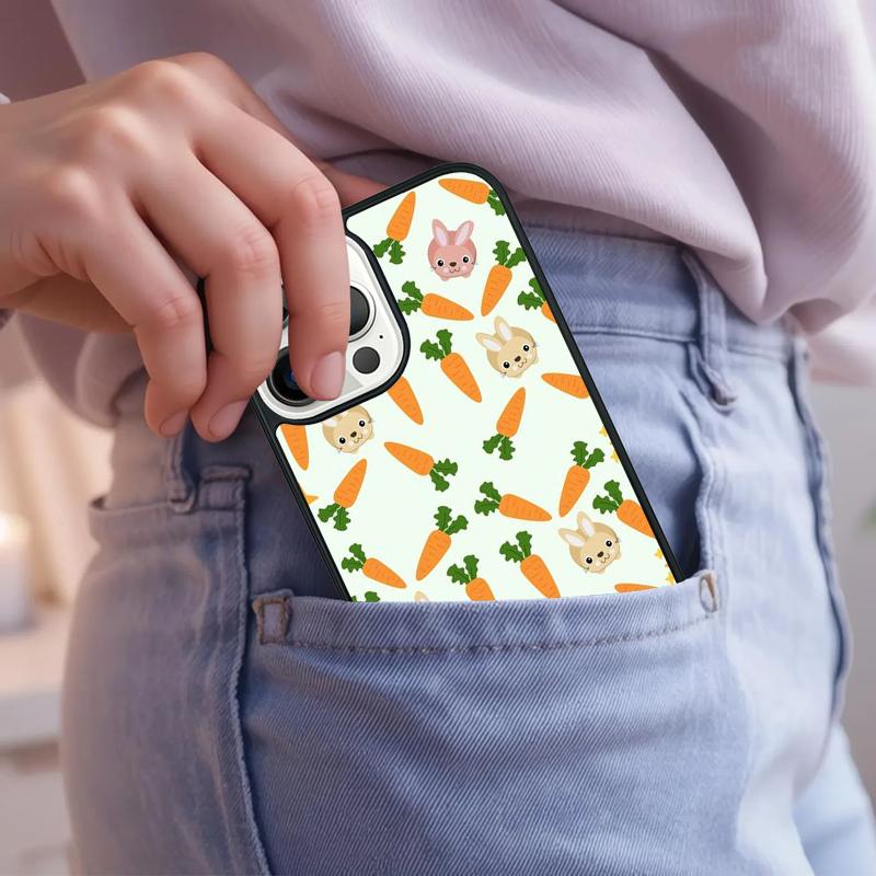 Cute Cartoon Carrot Pattern Phone Case For iPhone 17 Air 15 16e 14 13 Pro Max Coque 12 11 Pro Max PLUS Cover