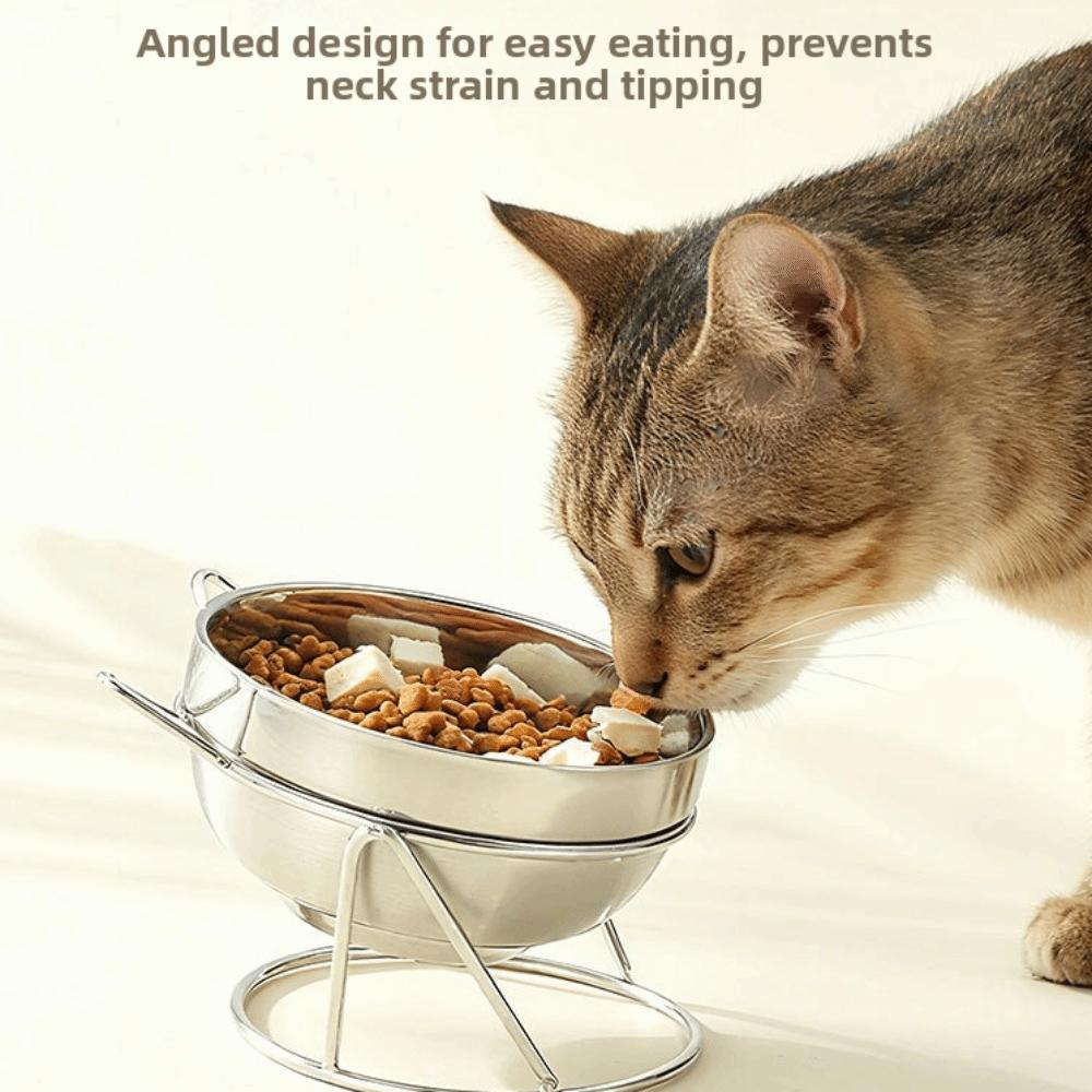 Fall-Resistant Cat Bowl With Stand Stainless Steel Stainless Steel Cat Bowl Pet Water Bowl For Pet