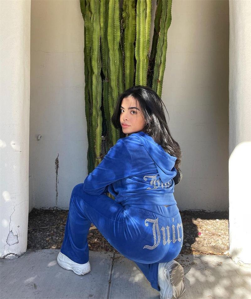 Fashion Rhinestone Velvet Hoodie Sweatshirt 2