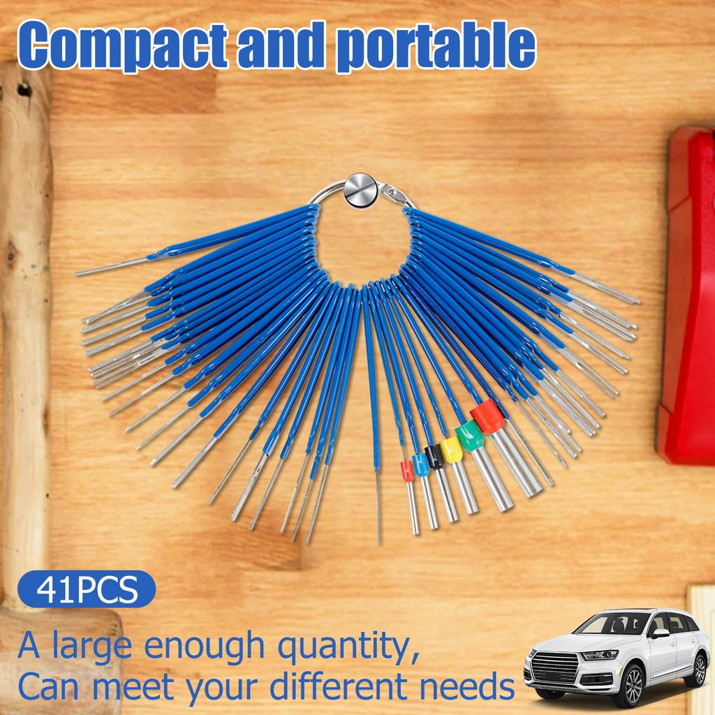 41Pcs Stainless Steel Plug Terminal Removal Tool Wire Crimp Split Connectors Pin Extractor Kit with Storage Box Car Repair Tools