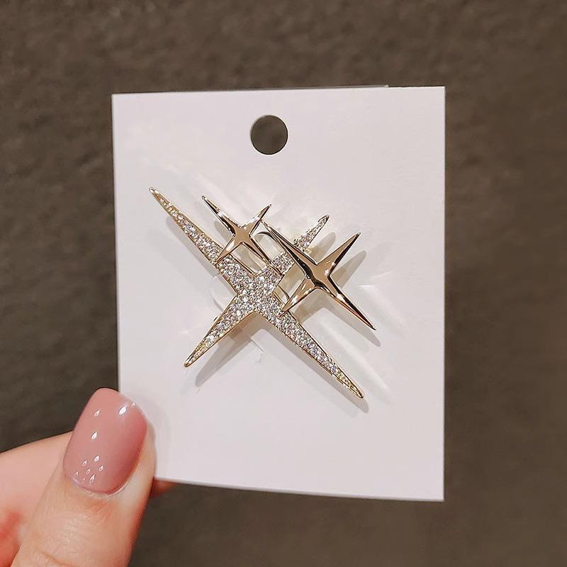 

Блестящие Изысканные Хрустальные Броши-Значки в Виде Звезды для Женщин Мужчин Мода Корейский Стиль Стразы Золотой Цвет Значки Ювелирные Изделия серебряный