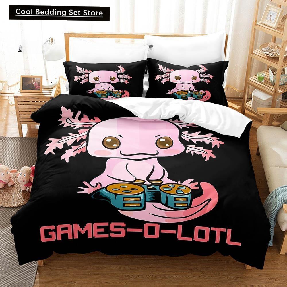 Mode Cartoons Spiel Gamesolotl Axolochi Bettwäsche Set Einzel Twin Voll Königin King Size Bett Set Erwachsene Kind Schlafzimmer Home Textilien