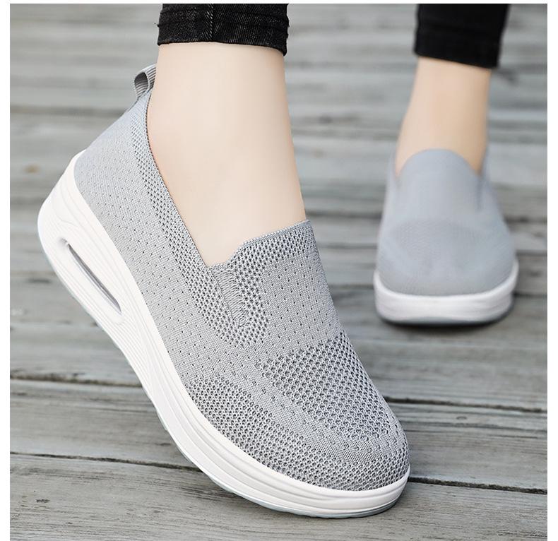 Damen Frühlings Fly-Knit Luftpolster Sneaker - Atmungsaktiv, Weiche Sohle, Höhensteigernd, Bequeme Mesh Freizeitschuhe