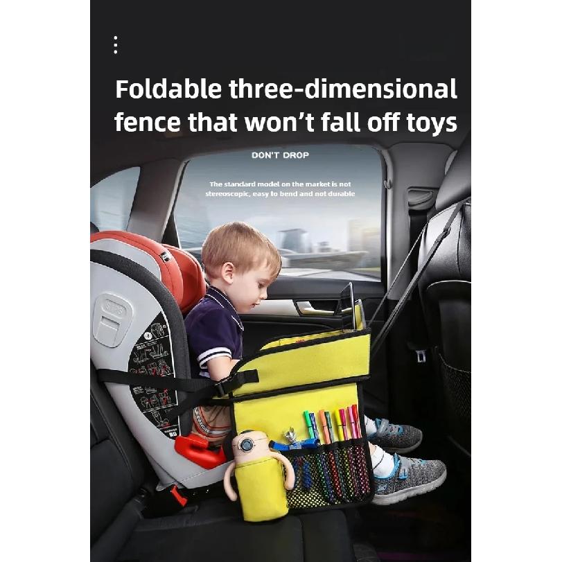 Kids Travel Tray for Toddler & Kids Car Seat, Lap Tray for Airplane, Carseat Table Tray with Organizer for Road Trip Activities