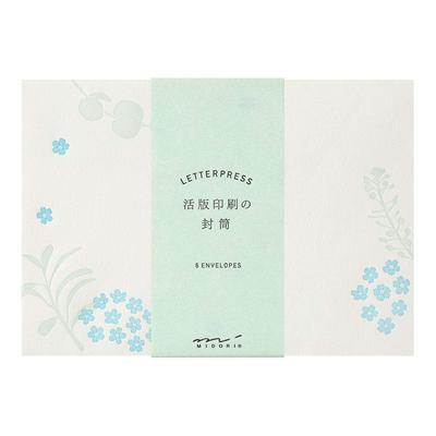 Midori Briefumschlag Letterpress Verstreutes Blumenmuster 20560006