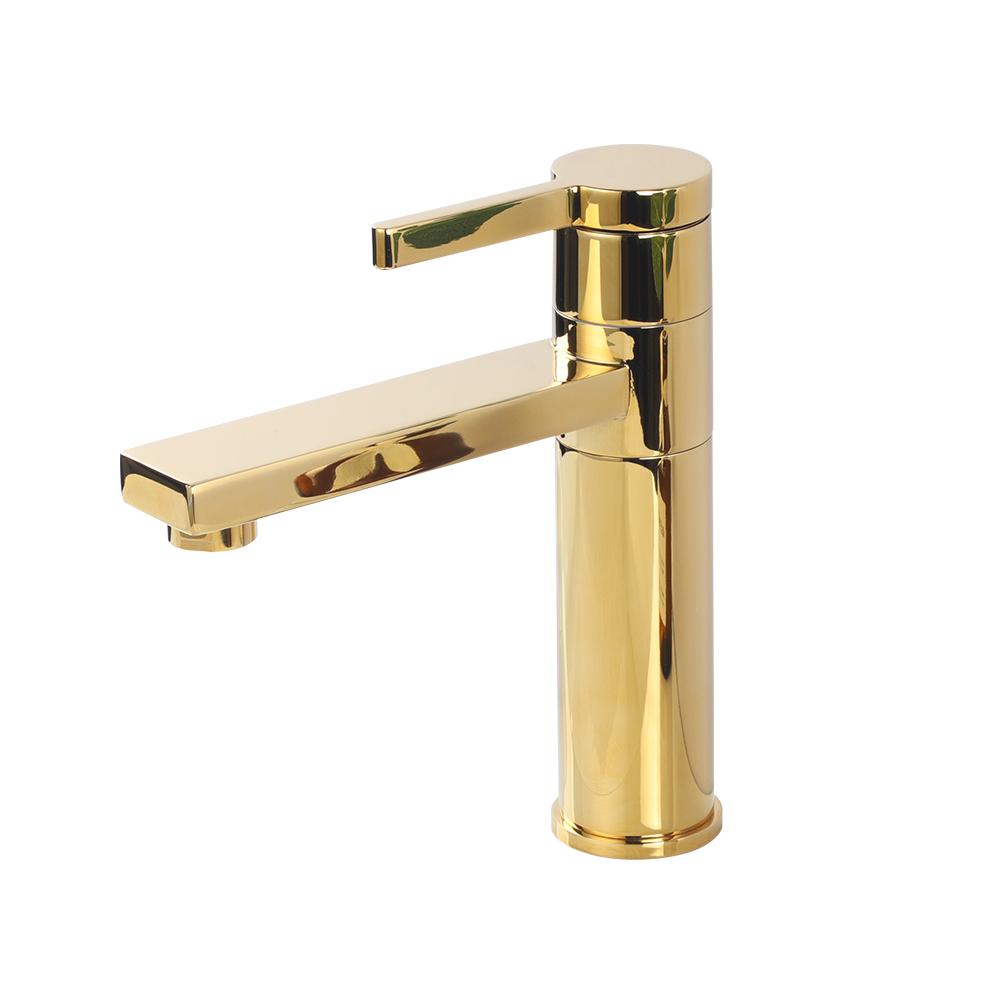 

Водопроводный кран для умывальника, смеситель для ванной комнаты, холодная и горячая вода, смешанный, Bagnolux, матовая золотая латунь, монтируется на бортик, одно отверстие, с ручкой