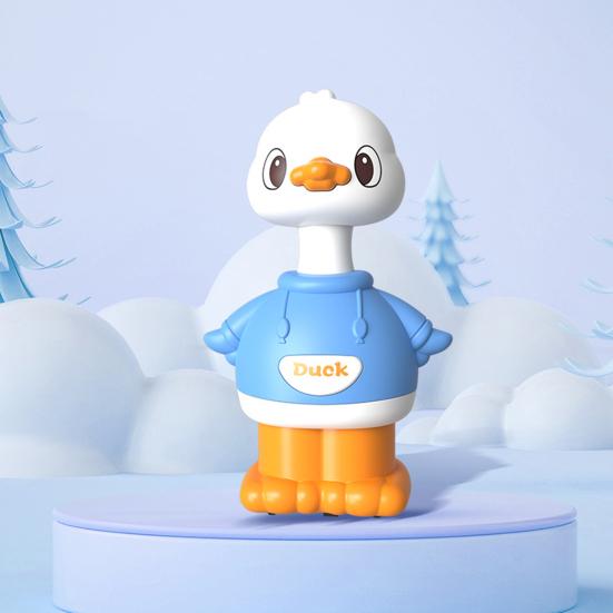 Kids Walking Duck Toy Press Go Inertial Drive Pull Back 360 Degrees Rotatable Head Duck