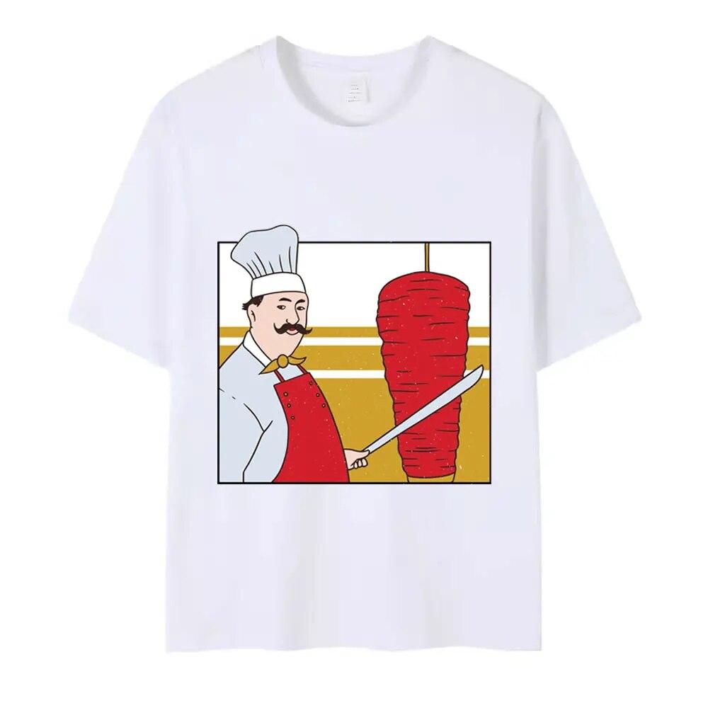 Hot Sale Funny Doner Kebab Print T Shirt Unisex Street Fashion Oversized T Shirt Unisex Women Hip Hop Harajuku Pure Cotton T-shirts