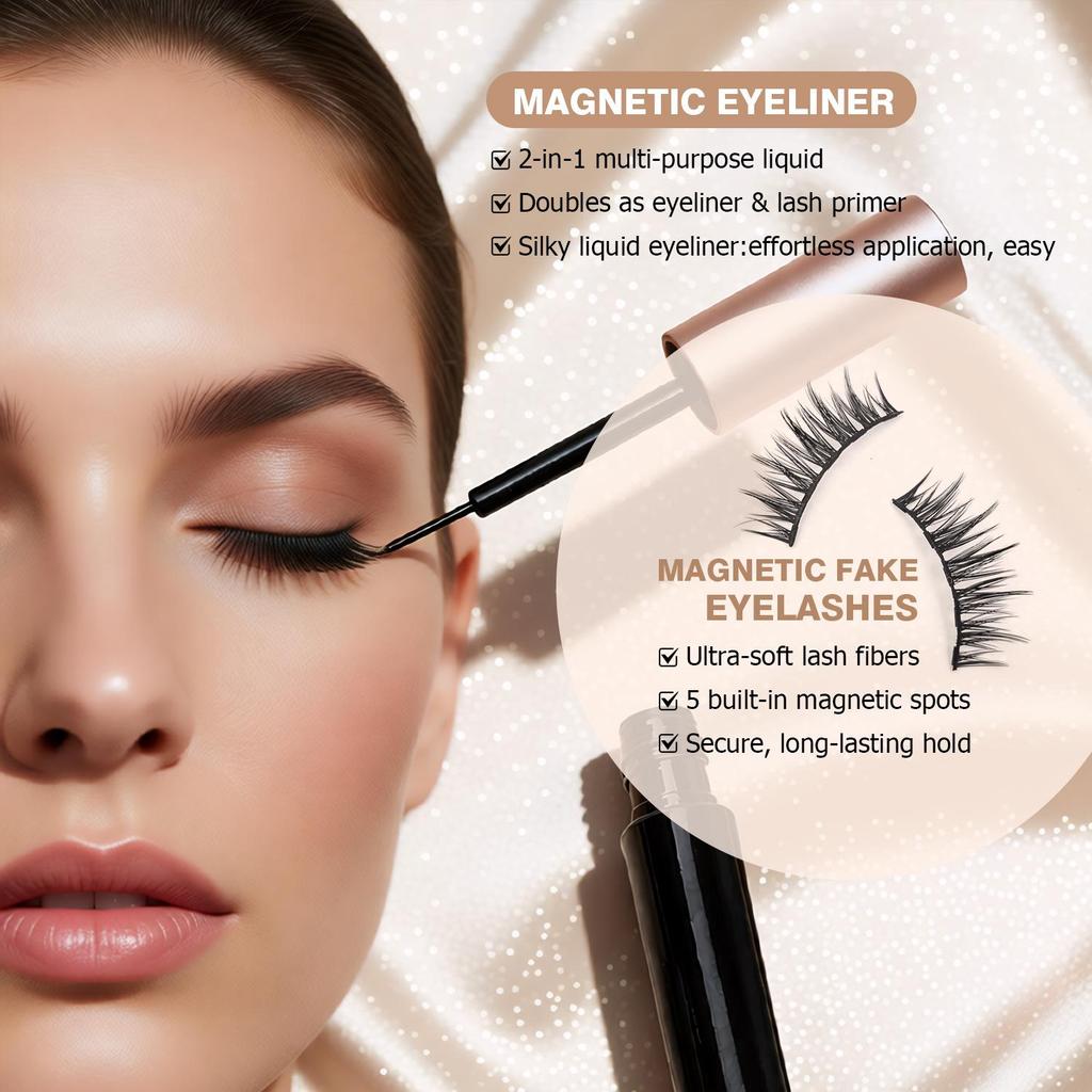 Magnetic Eyelash Curling Set with Glue-Free False Lashes - 10 Pairs Mixed
