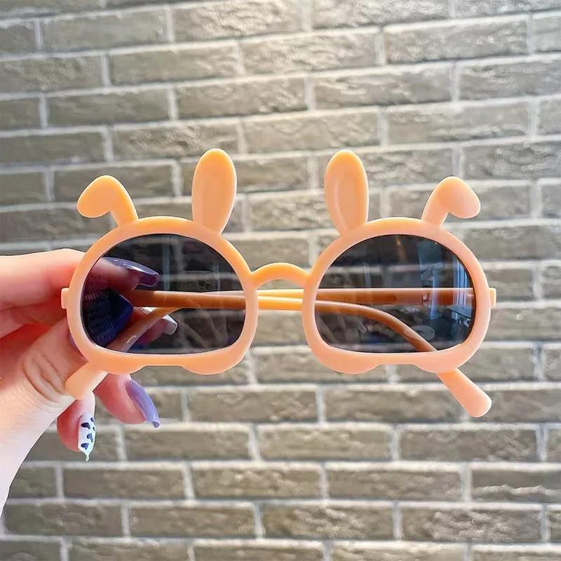 Children Sunglasses  Fashion Oval Rabbit Ears Kids Sun Glasses Boys Girls Goggles Baby Cute Shades Uv400 Travel Glasses