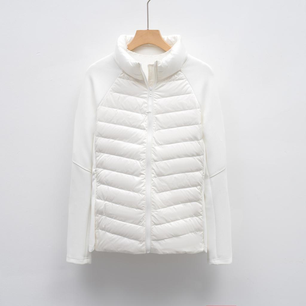 Herbst und Winter neue leichte Daunenjacke Damen Splicing Stehkragen Outdoor-Sport Slim Yoga Fitness Oberteil