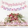 Pink Butterfly Birthday Banner, 63" x 23.6", Fade Resistant, Lightweight, Women/Girls/Teen Girls