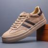 New Shoes for Men Leather Canvas Casual Shoes Fashion Striped Flat Skateboard Shoes Youth Cool Lace-up Sneaker