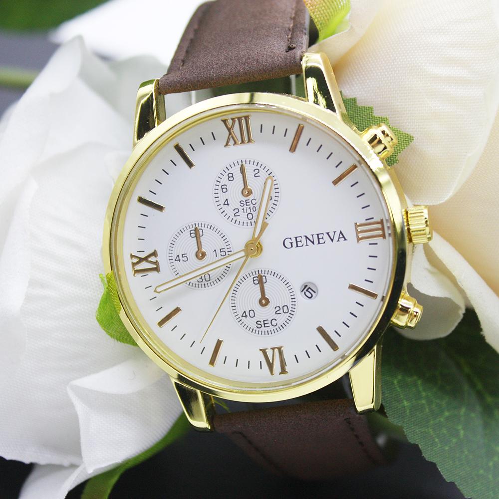 4pcs Set Sunglasses Men Leather Watch Men's Wallets Band Round Dial Men's Glasses for Men Include Bracelet Box for Work Sport