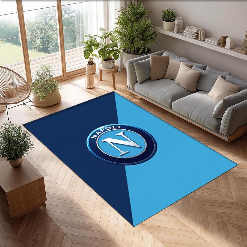 Tappeto Morbido Antiscivolo per Interni con Motivo Calcio Napoli FC Tappetino Decorativo Sportivo per Camera da Letto