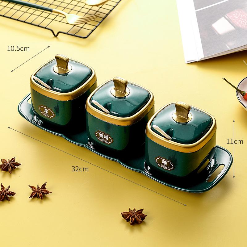 Kitchen Light Luxury Salt Monosodium Glutamate Seasoning Box Salt Shaker Seasoning Combination Set Seasoning Bottle Can