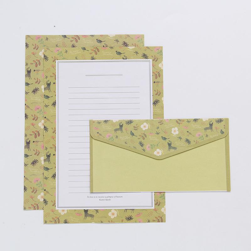 6 Sheets of Letterhead and 3 Envelopes for Mailing Envelopes, Vintage and Beautiful Floral Small Envelopes