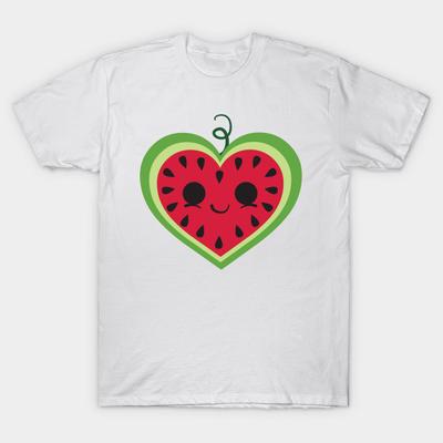 T-Shirt Damen Wassermelonenliebe Harajuku Print Kawaii T-Shirt Sommer Kurzarm Damen T-Shirt Top Tee