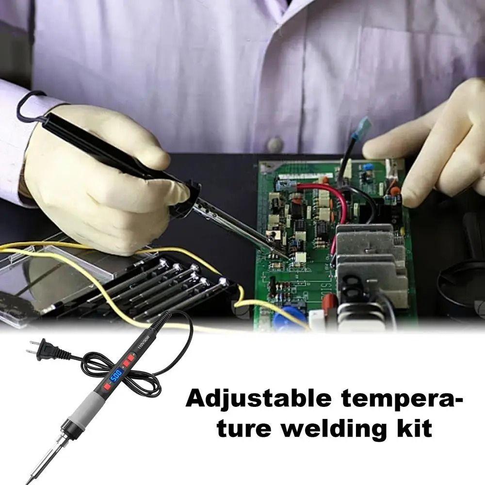 

90W Soldering Iron Kit Adjustable Temperature Welding Heating Pen Repair Tools сірий