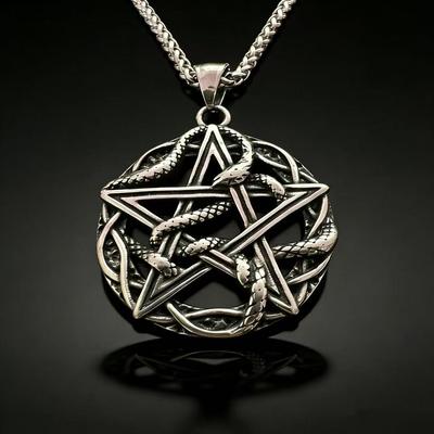 316L Edelstahl Gotisches Pentagramm Schlangen Halskette Für Männer Mystischer Runen Anhänger Gotischer Schmuck Zubehör