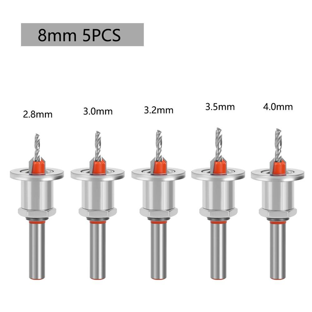 5pcs 8mm Round Shank Adjustable Countersink Bit Carbide Tipped Drill Bit For Metalworking