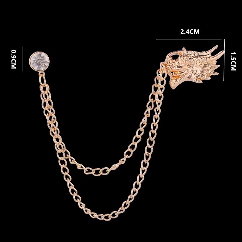 Men's Fashion Suit Brooch Simple Diamond Tassel Metal Wedding Dress Suit Brooch Collar Pin