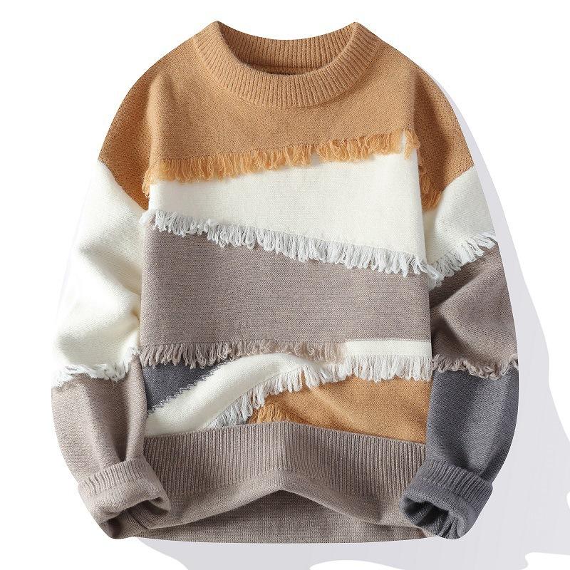 

Модная универсальная утепленная теплая мужская рубашка, вязаный свитер с круглым вырезом, высококачественная ткань, модный универсальный свитер 4XL жёлтый