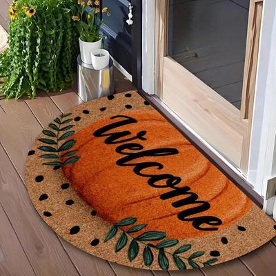 Autumn Pumpkin Dirt-Resistant Semicircle Floor Mat for Entrances and Bathrooms