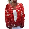 New Christmas 3D Print Faux Fur Knit Cardigan Coat