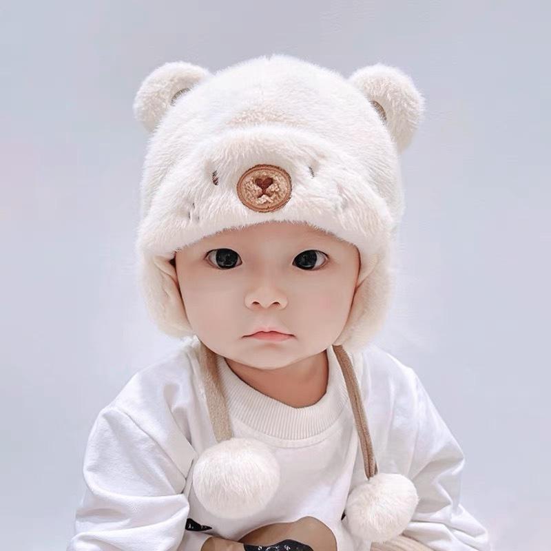 

1Pcs Warm Soft Newborn Bonnet Hats Lovely Winter Baby Bear Hat Fleece Wool Ear Protection Boys Girls Beanie Cap For Kids A1