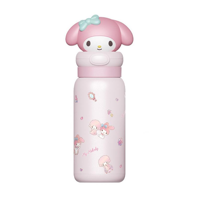 Sanrio Thermos Cup 400ml stainless Steel Cartoon Straw Cups with Lifting Rope Hello Kitty My Melody Portable Kids Water Bottle