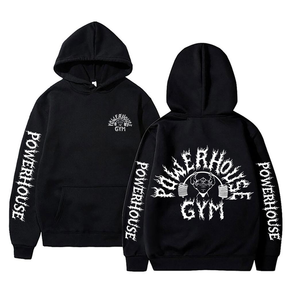 Powerhouse Gym Logo Grafikdruck Hoodie Herren Damen Gothic Rock Übergroß Geek Fitness Sweatshirt Mann Lässig Langarm Pullover