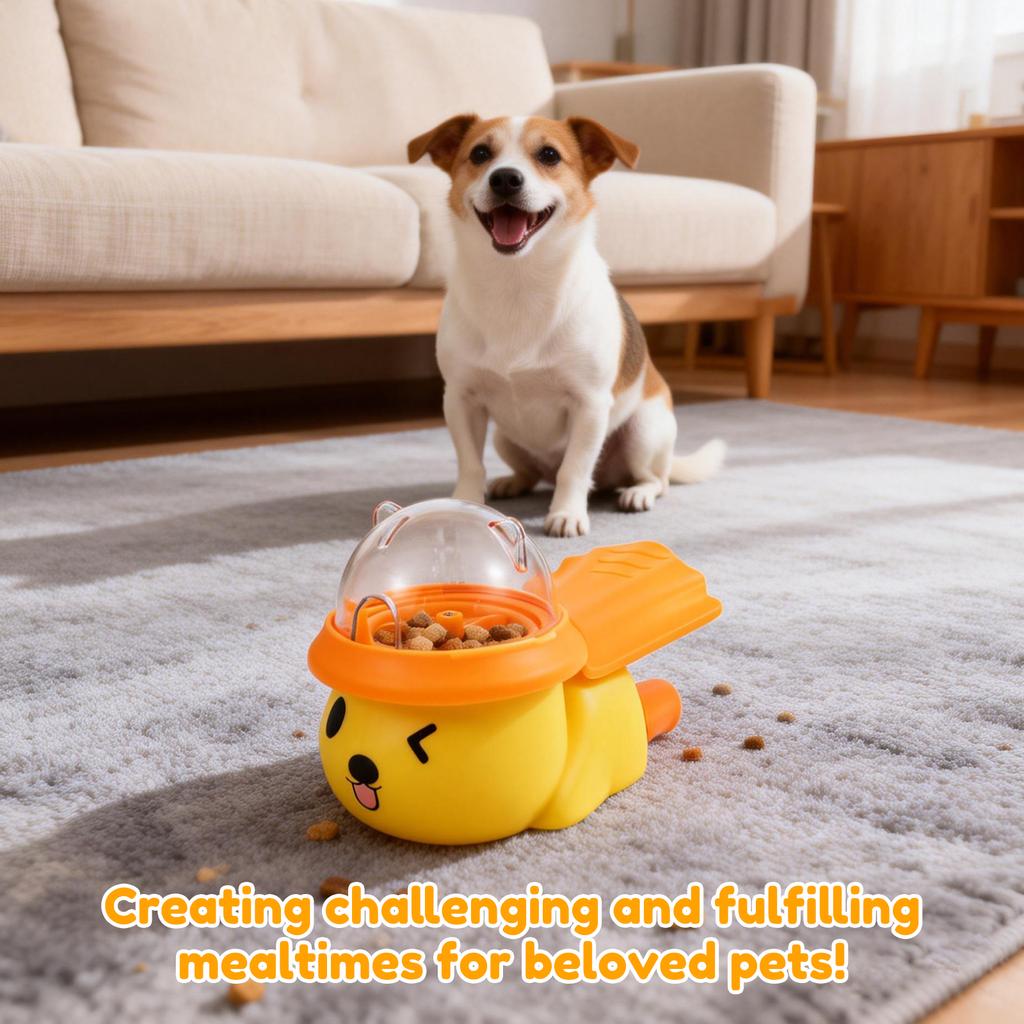 Interactive Pet Puzzle Feeder Dog and Cat Treat Dispenser Toy with Pedal and Adjustable Food Outlet Mental Stimulation Dog Toy