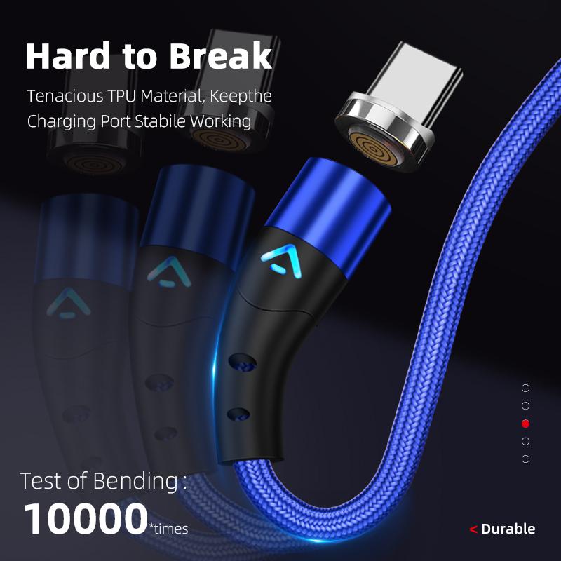 ENKAY HAT PRINCE 1m Magnetic 3A Fast Charging Cable 2-in-1 USB To 8-Pin+Type-C Data Cord