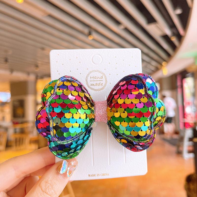 Girls Sequin Bowknot Hairpins Colorful Hair Clips Kids Hair Accessories For Performance