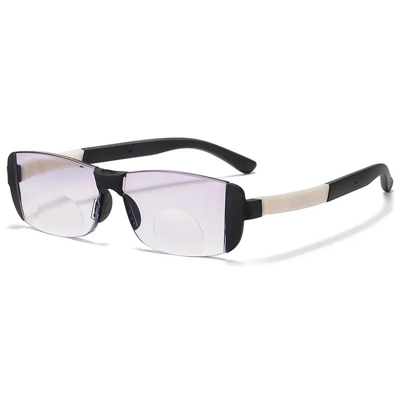 New Frameless Dual Light Presbyopia Glasses Diamond Edges Fashion Reading Glasses Men Women Anti Blue Light Bifocal Eyewear