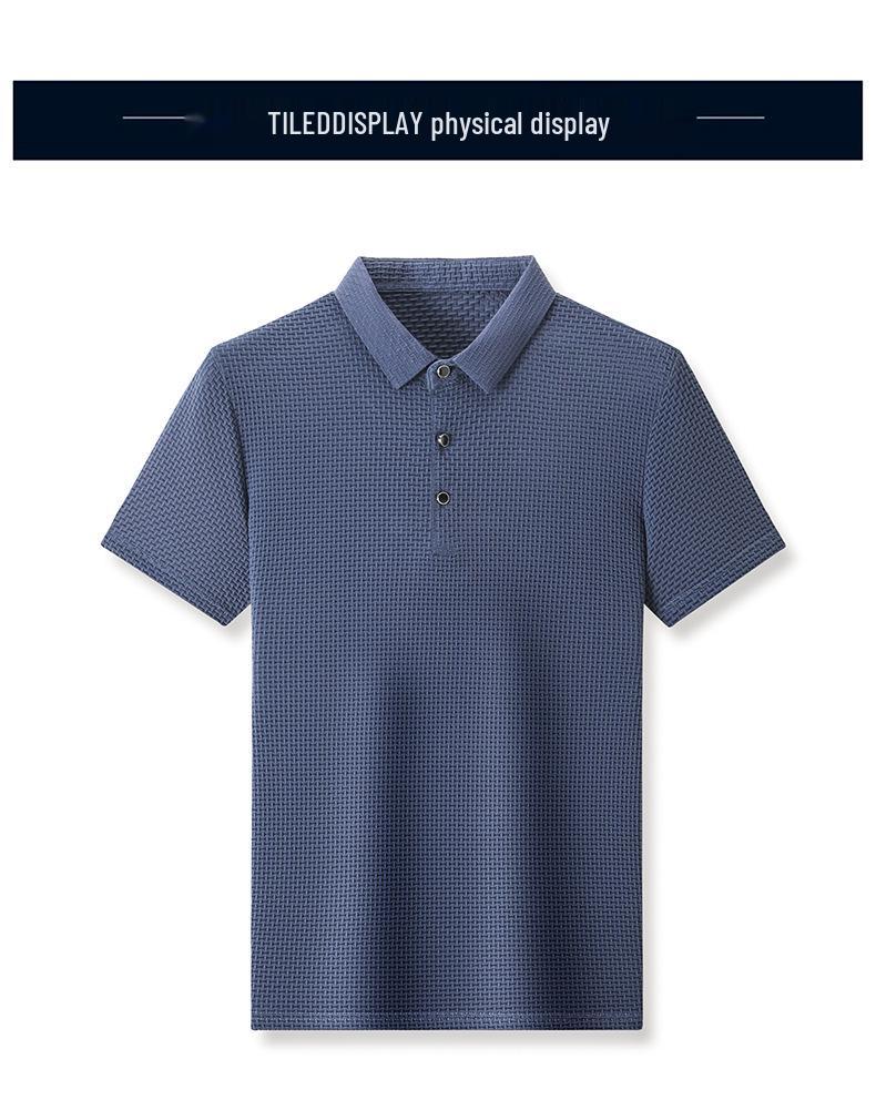 Men's Summer Casual Ice Silk Lapel T-shirt - Breathable, Thin, and Versatile