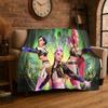 Kpop Dämonenjäger Rumi Mira Zoey Zeichentrickgruppe Flanelldecke Weiche Warme Überwurfdecke für Schlafzimmer Wohnzimmer Bett Reise Geschenk