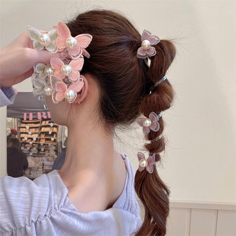 Schmetterling Perle Glattes Haarseil Haarbänder Stirnband Telefondraht Haarbänder Pferdeschwanz Haarseil