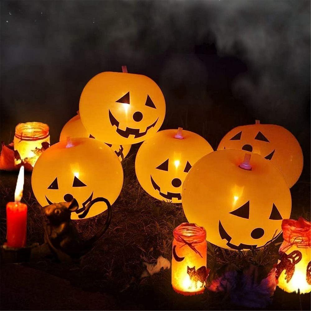 Party Glow In Dark Props Pumpkin Lantern Pumpkin LED Light Latex Balloons Halloween Decoration