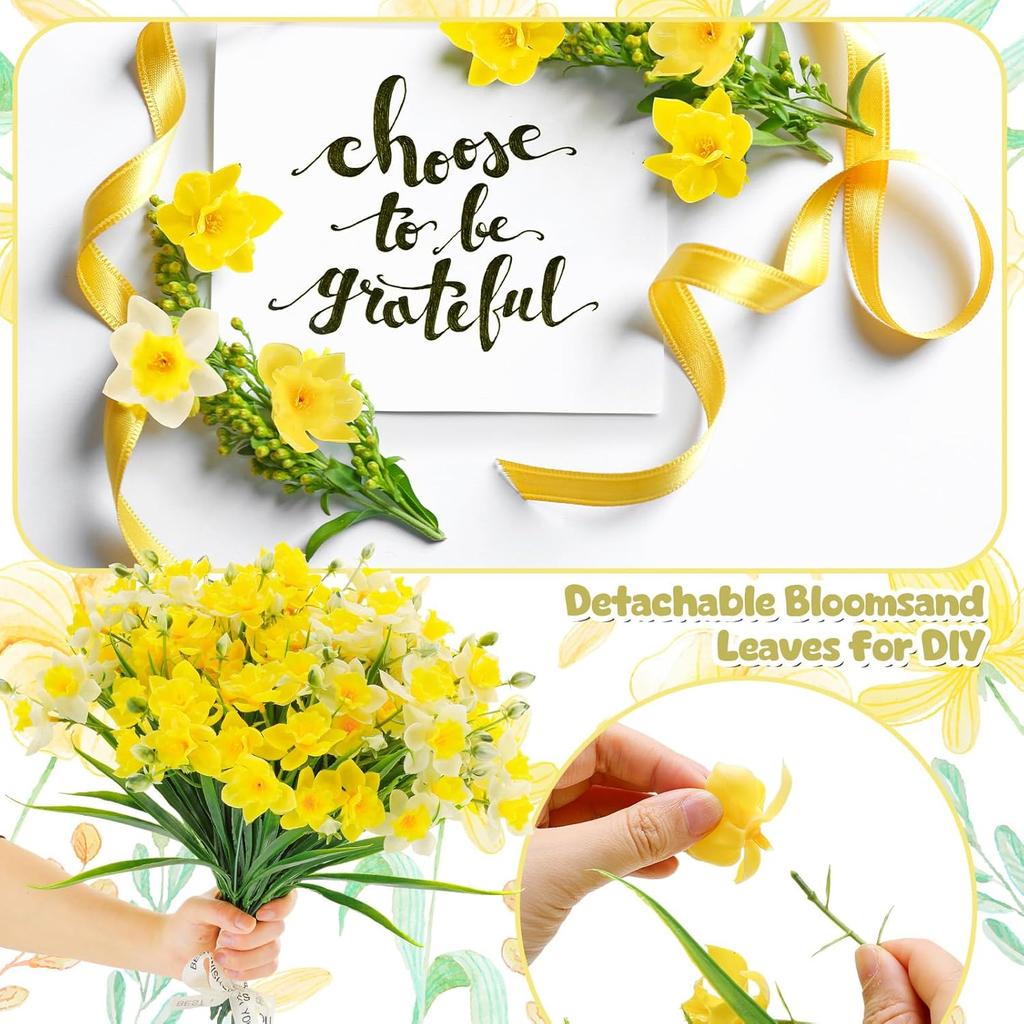 Artificial Flowers Narcissus Silk Bridal Bouquet Wedding Wreath Outdoor Garden Festival Home Room Vase Table Diy Gift Decoration